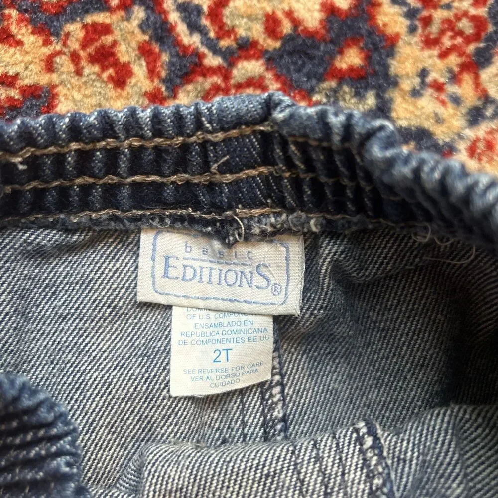 Vintage Basic Editions Toddler Denim Jeans Dark Wash Size 2T Elastic Waist